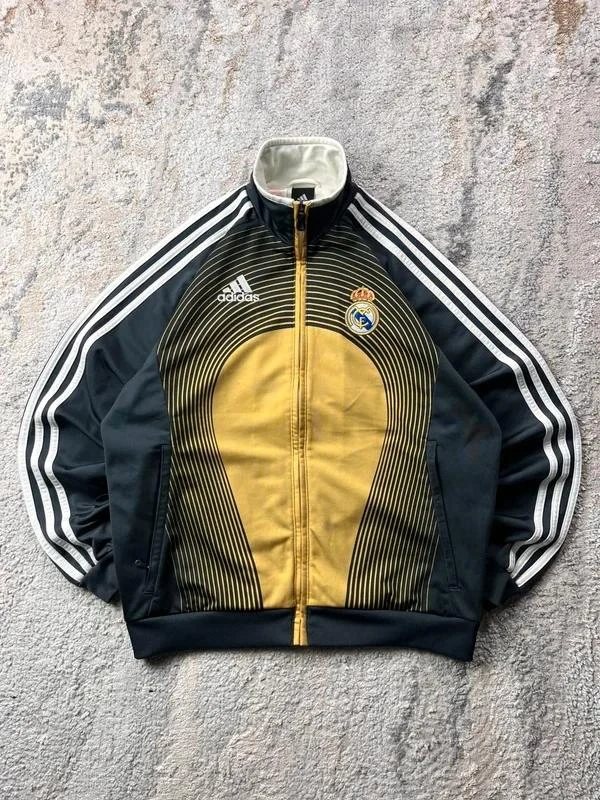 Vintage Y2K 2006-2007 Adidas Real Madrid Black Yellow White Zip Up Track Jacket